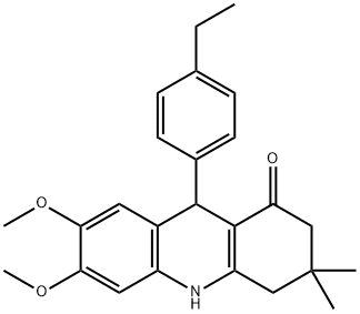 9-(4-ethylphenyl)-6,7-dimethoxy-3,3-dimethyl-2,4,9,10-tetrahydroacridin-1-one Struktur