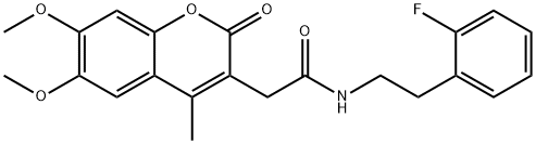 2-(6,7-dimethoxy-4-methyl-2-oxochromen-3-yl)-N-[2-(2-fluorophenyl)ethyl]acetamide Struktur