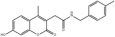 2-(7-hydroxy-4-methyl-2-oxochromen-3-yl)-N-[(4-methylphenyl)methyl]acetamide Struktur