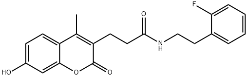 N-[2-(2-fluorophenyl)ethyl]-3-(7-hydroxy-4-methyl-2-oxochromen-3-yl)propanamide Struktur