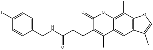 N-[(4-fluorophenyl)methyl]-3-(3,5,9-trimethyl-7-oxofuro[3,2-g]chromen-6-yl)propanamide Struktur