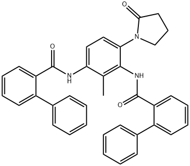 N-[2-methyl-4-(2-oxopyrrolidin-1-yl)-3-[(2-phenylbenzoyl)amino]phenyl]-2-phenylbenzamide Struktur