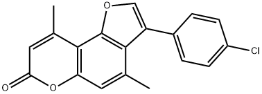 3-(4-chlorophenyl)-4,9-dimethylfuro[2,3-f]chromen-7-one Struktur