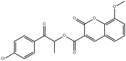 [1-(4-chlorophenyl)-1-oxopropan-2-yl] 8-methoxy-2-oxochromene-3-carboxylate Struktur