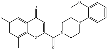 2-[4-(2-methoxyphenyl)piperazine-1-carbonyl]-6,8-dimethylchromen-4-one Struktur