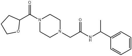 2-[4-(oxolane-2-carbonyl)piperazin-1-yl]-N-(1-phenylethyl)acetamide Struktur