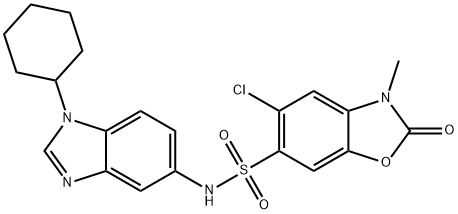 5-chloro-N-(1-cyclohexylbenzimidazol-5-yl)-3-methyl-2-oxo-1,3-benzoxazole-6-sulfonamide Struktur