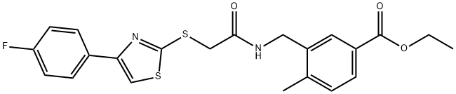 ethyl 3-[[[2-[[4-(4-fluorophenyl)-1,3-thiazol-2-yl]sulfanyl]acetyl]amino]methyl]-4-methylbenzoate Struktur