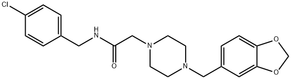 2-[4-(1,3-benzodioxol-5-ylmethyl)piperazin-1-yl]-N-[(4-chlorophenyl)methyl]acetamide Struktur