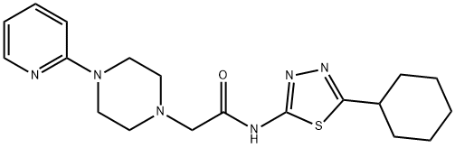 N-(5-cyclohexyl-1,3,4-thiadiazol-2-yl)-2-(4-pyridin-2-ylpiperazin-1-yl)acetamide Struktur