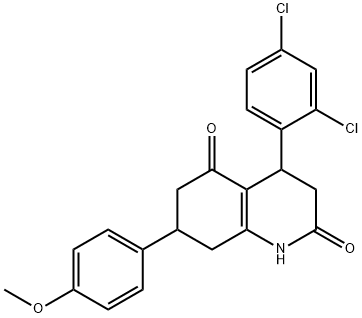 4-(2,4-dichlorophenyl)-7-(4-methoxyphenyl)-1,3,4,6,7,8-hexahydroquinoline-2,5-dione Struktur