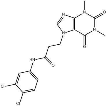 N-(3,4-dichlorophenyl)-3-(1,3-dimethyl-2,6-dioxopurin-7-yl)propanamide Struktur