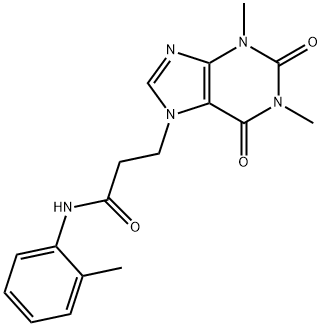 3-(1,3-dimethyl-2,6-dioxopurin-7-yl)-N-(2-methylphenyl)propanamide Struktur