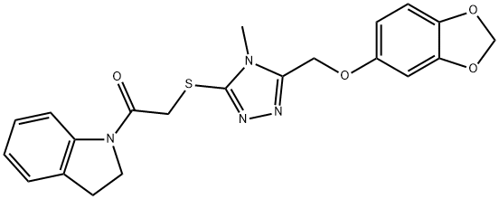 2-[[5-(1,3-benzodioxol-5-yloxymethyl)-4-methyl-1,2,4-triazol-3-yl]sulfanyl]-1-(2,3-dihydroindol-1-yl)ethanone Struktur