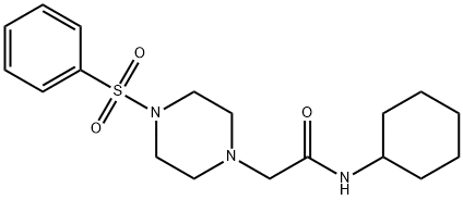 2-[4-(benzenesulfonyl)piperazin-1-yl]-N-cyclohexylacetamide Struktur