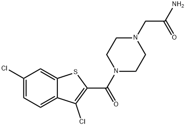 2-[4-(3,6-dichloro-1-benzothiophene-2-carbonyl)piperazin-1-yl]acetamide Struktur