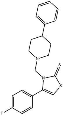 4-(4-fluorophenyl)-3-[(4-phenylpiperidin-1-yl)methyl]-1,3-thiazole-2-thione Struktur