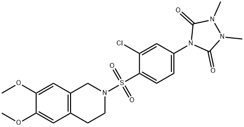 4-[3-chloro-4-[(6,7-dimethoxy-3,4-dihydro-1H-isoquinolin-2-yl)sulfonyl]phenyl]-1,2-dimethyl-1,2,4-triazolidine-3,5-dione Struktur