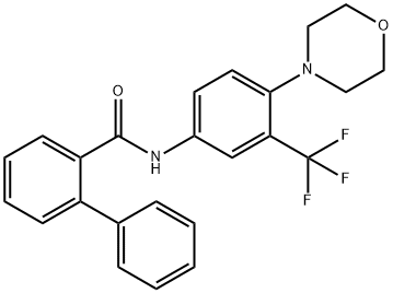 N-[4-morpholin-4-yl-3-(trifluoromethyl)phenyl]-2-phenylbenzamide Struktur