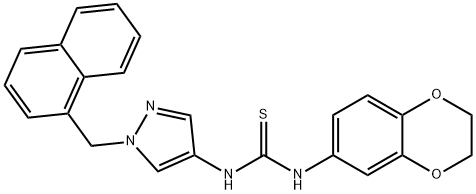 1-(2,3-dihydro-1,4-benzodioxin-6-yl)-3-[1-(naphthalen-1-ylmethyl)pyrazol-4-yl]thiourea Struktur