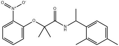 N-[1-(2,4-dimethylphenyl)ethyl]-2-methyl-2-(2-nitrophenoxy)propanamide Struktur