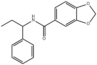 N-(1-phenylpropyl)-1,3-benzodioxole-5-carboxamide Struktur