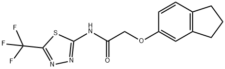 2-(2,3-dihydro-1H-inden-5-yloxy)-N-[5-(trifluoromethyl)-1,3,4-thiadiazol-2-yl]acetamide Struktur