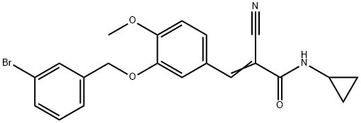 (E)-3-[3-[(3-bromophenyl)methoxy]-4-methoxyphenyl]-2-cyano-N-cyclopropylprop-2-enamide Struktur