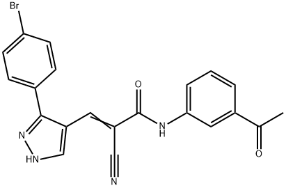 (E)-N-(3-acetylphenyl)-3-[5-(4-bromophenyl)-1H-pyrazol-4-yl]-2-cyanoprop-2-enamide Struktur