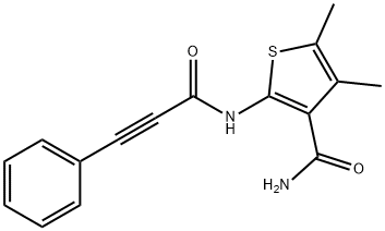 4,5-dimethyl-2-(3-phenylprop-2-ynoylamino)thiophene-3-carboxamide Struktur