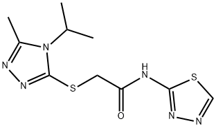 2-[(5-methyl-4-propan-2-yl-1,2,4-triazol-3-yl)sulfanyl]-N-(1,3,4-thiadiazol-2-yl)acetamide Struktur