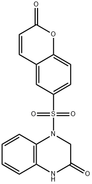 4-(2-oxochromen-6-yl)sulfonyl-1,3-dihydroquinoxalin-2-one Struktur