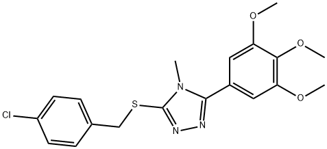 3-[(4-chlorophenyl)methylsulfanyl]-4-methyl-5-(3,4,5-trimethoxyphenyl)-1,2,4-triazole Struktur