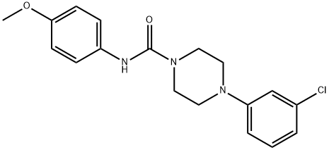 4-(3-chlorophenyl)-N-(4-methoxyphenyl)piperazine-1-carboxamide Struktur