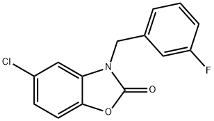 5-chloro-3-[(3-fluorophenyl)methyl]-1,3-benzoxazol-2-one Struktur