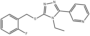 3-[4-ethyl-5-[(2-fluorophenyl)methylsulfanyl]-1,2,4-triazol-3-yl]pyridine Struktur