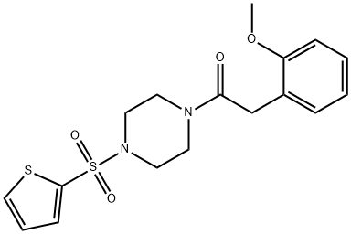 2-(2-methoxyphenyl)-1-(4-thiophen-2-ylsulfonylpiperazin-1-yl)ethanone Struktur