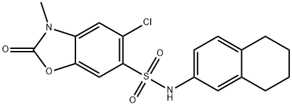 5-chloro-3-methyl-2-oxo-N-(5,6,7,8-tetrahydronaphthalen-2-yl)-1,3-benzoxazole-6-sulfonamide Struktur