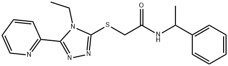 2-[(4-ethyl-5-pyridin-2-yl-1,2,4-triazol-3-yl)sulfanyl]-N-(1-phenylethyl)acetamide Struktur