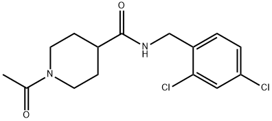 1-acetyl-N-[(2,4-dichlorophenyl)methyl]piperidine-4-carboxamide Struktur