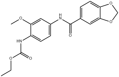 ethyl N-[4-(1,3-benzodioxole-5-carbonylamino)-2-methoxyphenyl]carbamate Struktur