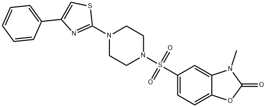 3-methyl-5-[4-(4-phenyl-1,3-thiazol-2-yl)piperazin-1-yl]sulfonyl-1,3-benzoxazol-2-one Struktur