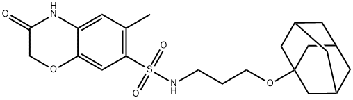 N-[3-(1-adamantyloxy)propyl]-6-methyl-3-oxo-4H-1,4-benzoxazine-7-sulfonamide Struktur