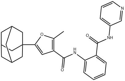 5-(1-adamantyl)-2-methyl-N-[2-(pyridin-3-ylcarbamoyl)phenyl]furan-3-carboxamide Struktur