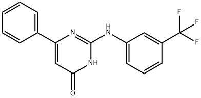 6-phenyl-2-[3-(trifluoromethyl)anilino]-1H-pyrimidin-4-one Struktur