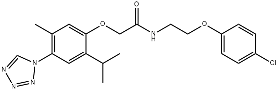 N-[2-(4-chlorophenoxy)ethyl]-2-[5-methyl-2-propan-2-yl-4-(tetrazol-1-yl)phenoxy]acetamide Struktur