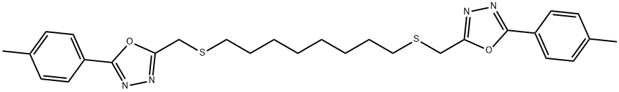 2-(4-methylphenyl)-5-[8-[[5-(4-methylphenyl)-1,3,4-oxadiazol-2-yl]methylsulfanyl]octylsulfanylmethyl]-1,3,4-oxadiazole Struktur