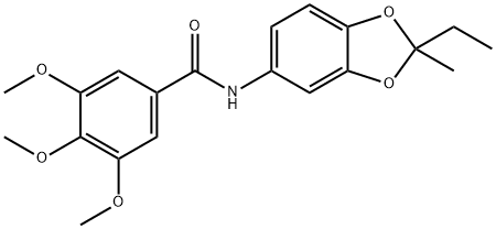 N-(2-ethyl-2-methyl-1,3-benzodioxol-5-yl)-3,4,5-trimethoxybenzamide Struktur