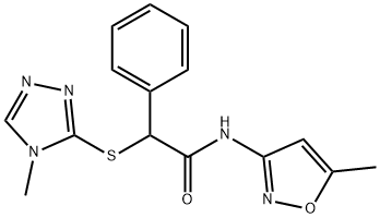 N-(5-methyl-1,2-oxazol-3-yl)-2-[(4-methyl-1,2,4-triazol-3-yl)sulfanyl]-2-phenylacetamide Struktur