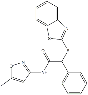 2-(1,3-benzothiazol-2-ylsulfanyl)-N-(5-methyl-1,2-oxazol-3-yl)-2-phenylacetamide Struktur